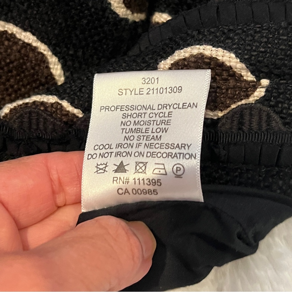 Tory Burch Black and Brown Circle Polka Dot Mini Skirt Size 10 EUC - Picture 11 of 12